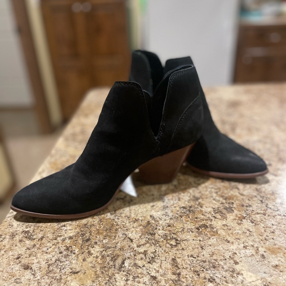 FRYE Black Suede Bootie with 3” Heel Size 9